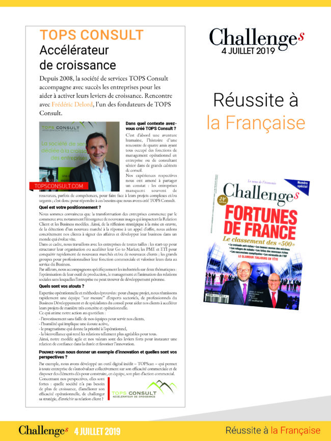 TOPS Consult interviewé par Challenges
